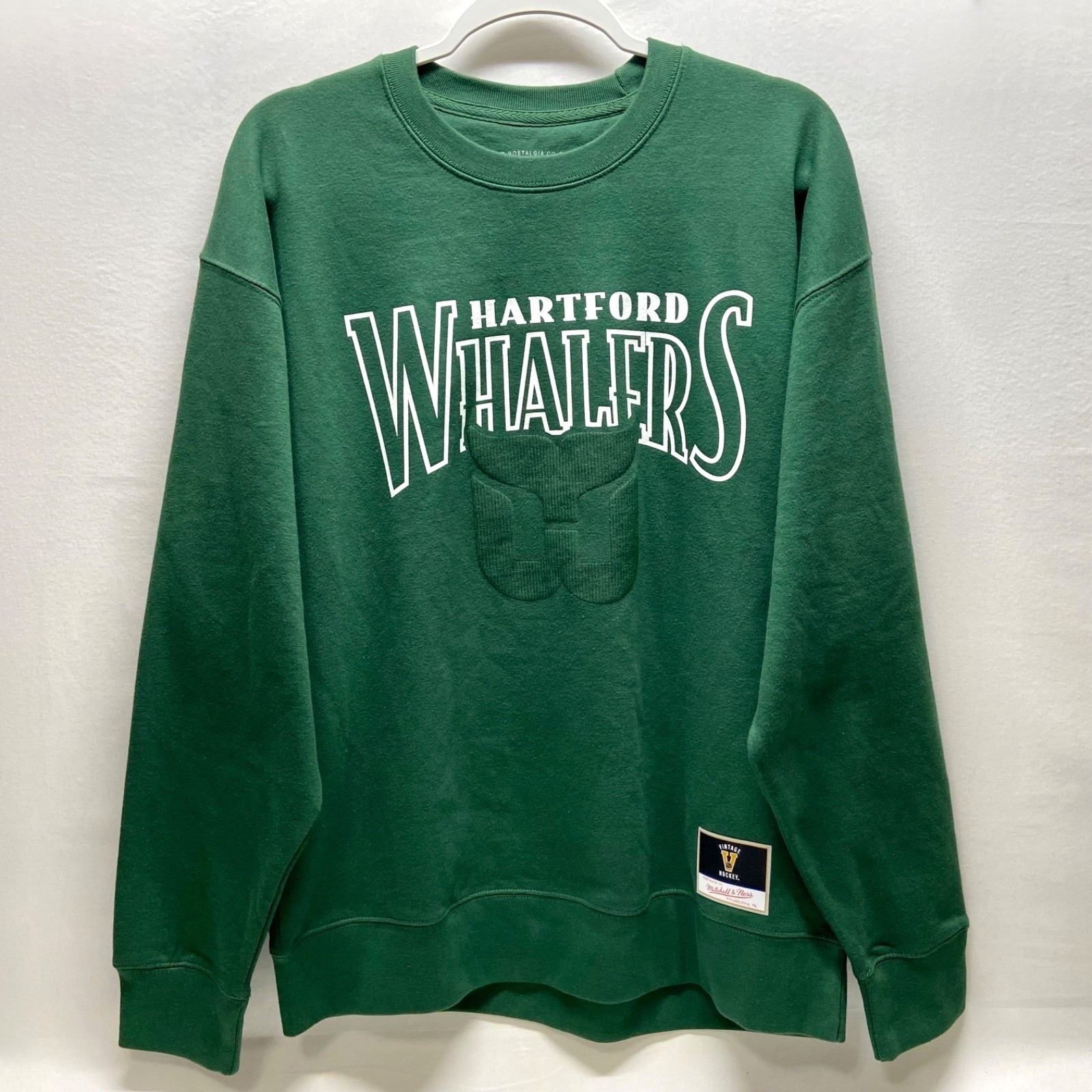 Hartford Whalers Nhl Sweatshirt Large Green Crew Double Header Hockey M&N Nwot